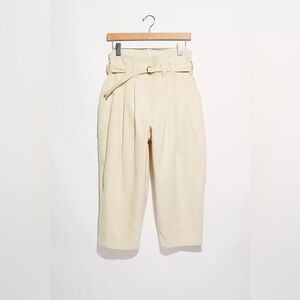 Omnia Ex Nihilo Billy‎ Pants Cream Cotton Cropped Belted Pants size medium